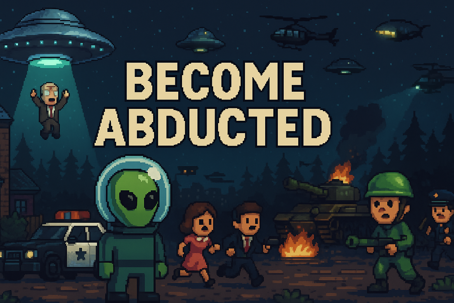 Become Abducted - Pixel art game featuring aliens invading Earth